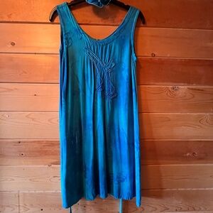 Tropical Tantrum small blue beaded summer dress